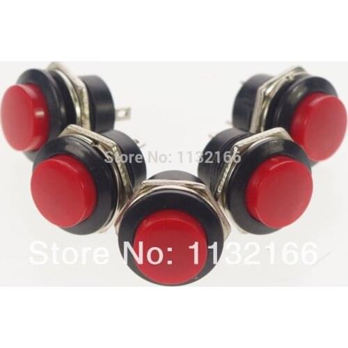 Red 2Pin SPST Miniature 3A 125VAC NO 16mm Hole Momentary Push Button Switch