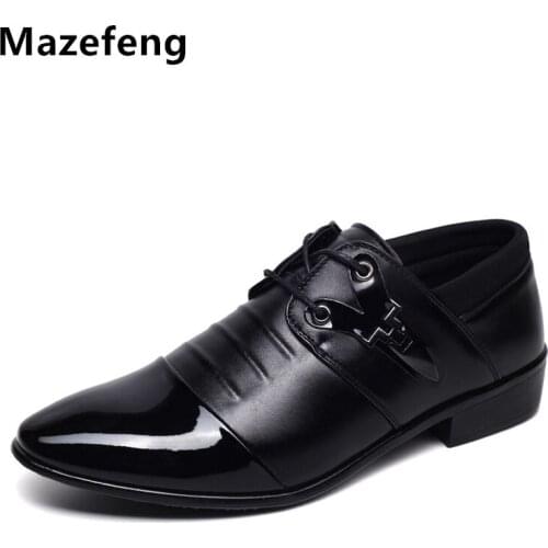 Mazefeng 2018 England Style Spring Male Leather Shoes Pointed Toe Men Dress Shoes Solid Business Leather Shoes Formal Footwear