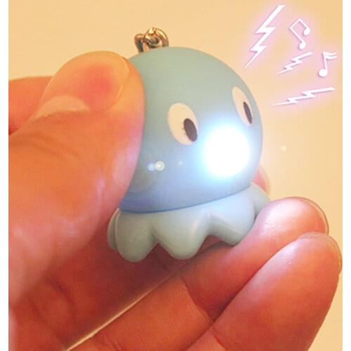 Simulation Cute Resin Octopus Keychain Light Up LED Sound Key Ring Chain Bag Backpack Decor Baby Toy Child Advertising Gift