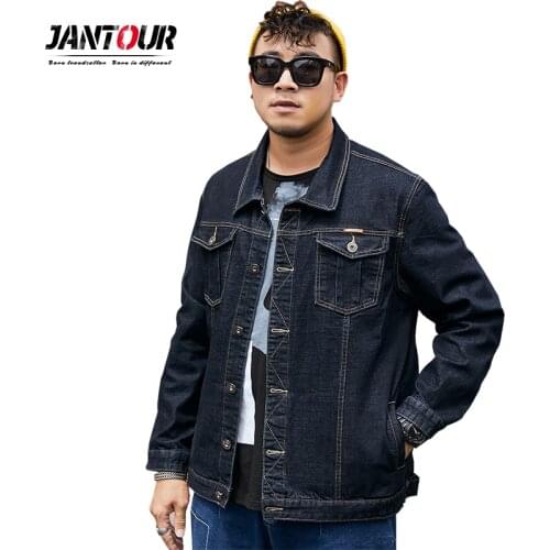 2021 New Autumn Winter Mens Black Denim Jacket Fashion Casual Cotton Jeans Coat Male Brand Clothes Big Size 4XL 5XL 6XL 7XL 8XL