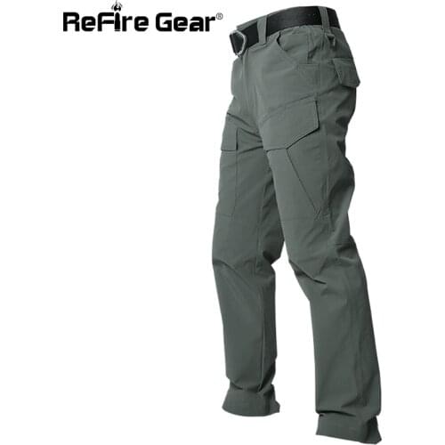 ReFire Gear Summer Quick Dry Military Pants Men Many Pocket Tactical Cargo Pants Breathable Stretch Rip-stop Cotton Army Trouser