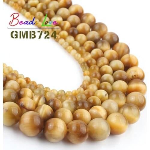 Natural A++ Gold Tiger Eye Stone Round Loose Spacer Beads for Jewelry Making 4 6 8 10 12mm Handmade Diy Bracelet Necklace 15