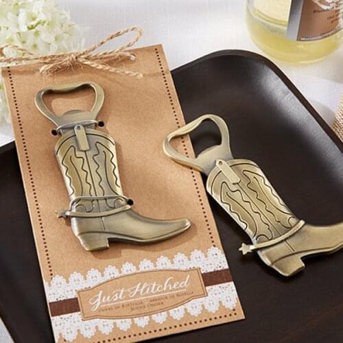 20pcs/LOT NEW ARRIVAL High Quality Western Wedding Party Favors "Just Hitched" Cowboy Boot Bottle Opener FREE SHIPPING