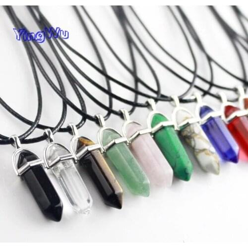 Natural Stone Necklace Hexagonal Column Pendant Natural Crystal Pendants Hexagonal Column Bullet Hexagonal Necklace Women