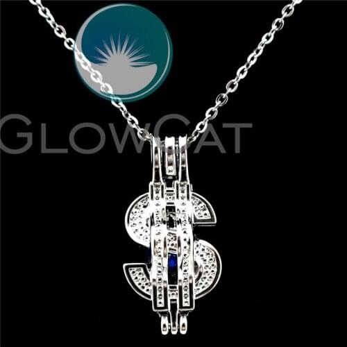 Classic USA Dollar Note Beads Cage Pendant Necklaces Finding Women Chain Choker Party Gift Jewelry Accessories