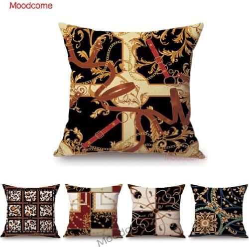 Luxury Gold Pattern Mandala Design Fashion Modern Art Purple Blue Royal Color Cotton Linen Sofa Throw Pillow Case Cushion Cover