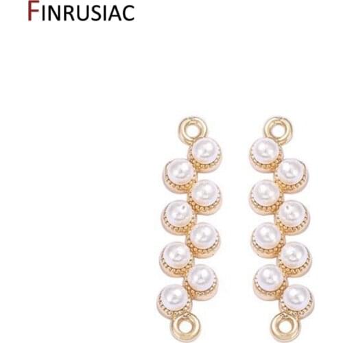 Handmade DIY Jewelry Making Material 14k Gold Plated Copper Metal Inlay Pearl Beads Connector Pendant For Jewellery Making Part