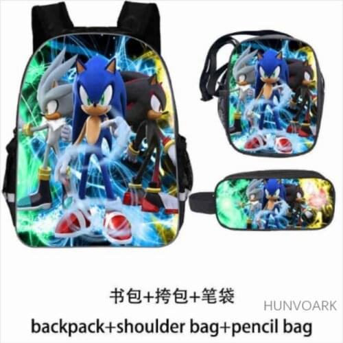 3PC/Set Backpack SONIC RACING The Hedgehog Pattern Students School Bags Cartoon Anime Designer Teenagers Book-Bags Set