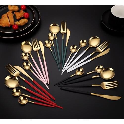 Nordic Style 410 Stainless Steel Cutlery Western Cutlery Set Knife Fork And Spoon Set