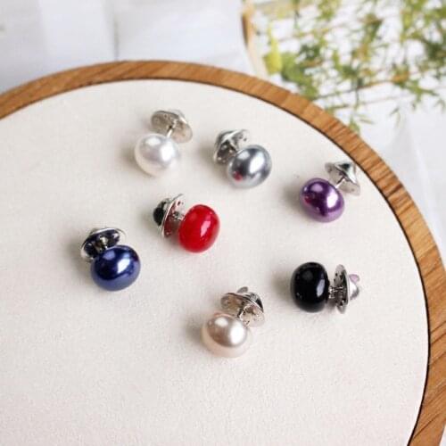 5 Pieces European and American Reflective Collar Button Collar Color Pearl Brooch Scarf Sweater Couple Jewelry Ladies Brooch
