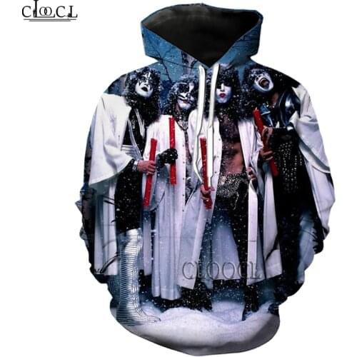 HX Fashion Hoody Heavy Metal KISS Rock Band 3D Printed Men Hoodie Spring Autumn Long Sleeve Pullover Hip Hop Hoodie DropShipping
