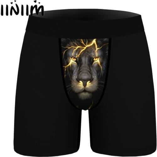 Fashion Summer Mens Panties Animal Printing Boxer Briefs Mid Waist Waistband Breathable Shorts Pants Sexy Underpant for Male
