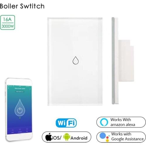 Smart Wifi Water Heater Boiler Switch 16A 3000W Glass Panel High-Power Timmer Mobile APP Voice Control with Alexa Google Home
