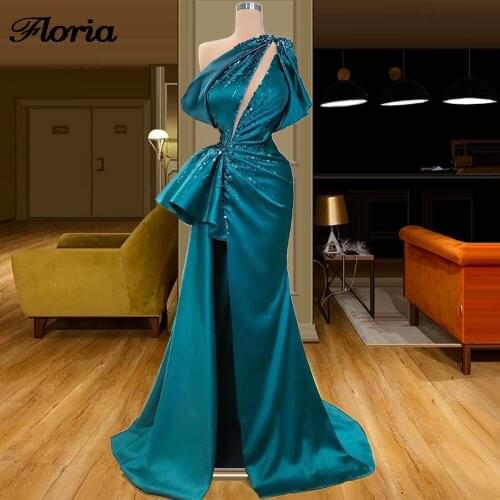 Chic Dubai Design Blue Evening Dresses Kaftans Turkish 2020 Vestidos Custom Made Women Party Gowns Formal Prom Dress Middle East