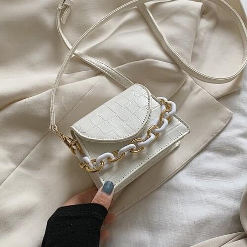 Chain Crossbody Bags For Women Solid Color Mini PU Leather 2021 Simple Handbags Female Shoulder Travel Bag handbag and purses