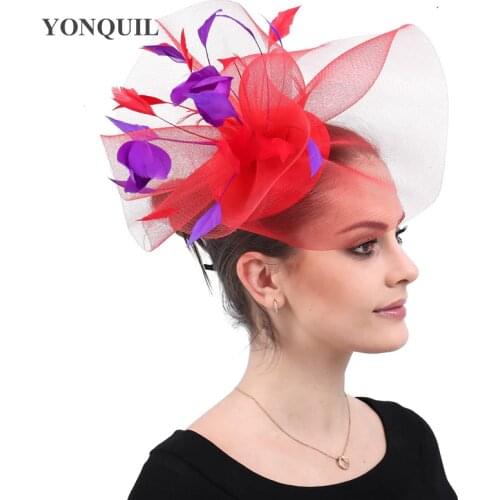 Lady Wedding Fascinator Hats For Women Vintage Net Bridal Hats Black White Wedding Accessorie Brides Fascinator Sinamay Wedding