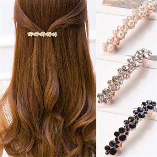 Fashion 5 Colors Korean Crystal Pearl Hair Clips Elegant Women Barrettes Hairpins Hairgrips Headwear Hair Accessories Tool