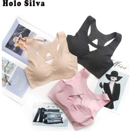 Women Seamless Deep V Sleeping Wire Free Bra Full Cup Padded Wireless Thin Japanese Push Up Vest Bra Crop Tops Seamless Vest Bra