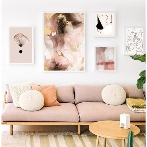 Painting Wall Pictures For Living Room Decor Pink Swirl Fluid Art Abstract Painting Nordic s And Prints Wall Art Canvas