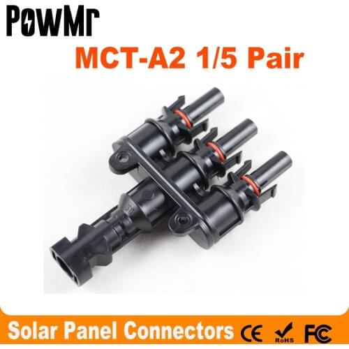 1/5 Pairs Solar Panel Connectors 3 to 1 T Branch One Female to Three Male Panel Cable Connectors MCT-A2