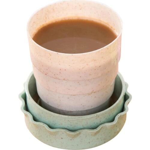 1pc Wheat Straw Plastic Travel Coffee Mug Creative Collapsible Travel Drinking Cup Water Coffee Drinking Mug Drinking Utensils
