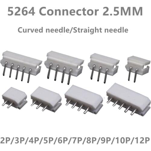 10pcs 50pcs lot 2.5MM Pitch 5264 Straight needled curved needlel 2P ~ 12P For PCB Wire To Board Connector 5268 Right Angle