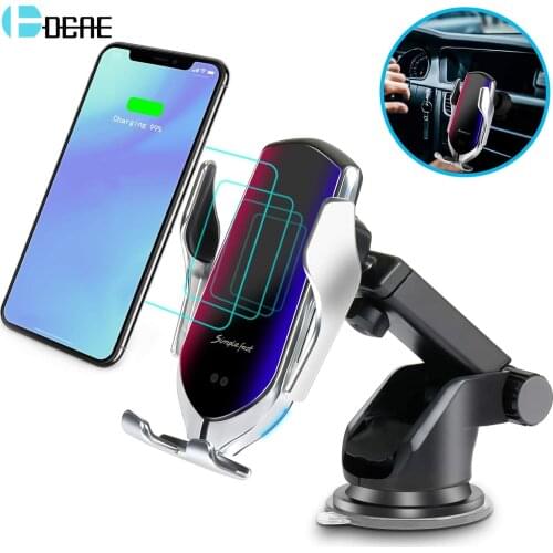 15W Wireless Charger Automatic Clamping Car Mount Phone Holder For iPhone 12 11 XS X 8 Infrared Induction QI Fast Charging Stand