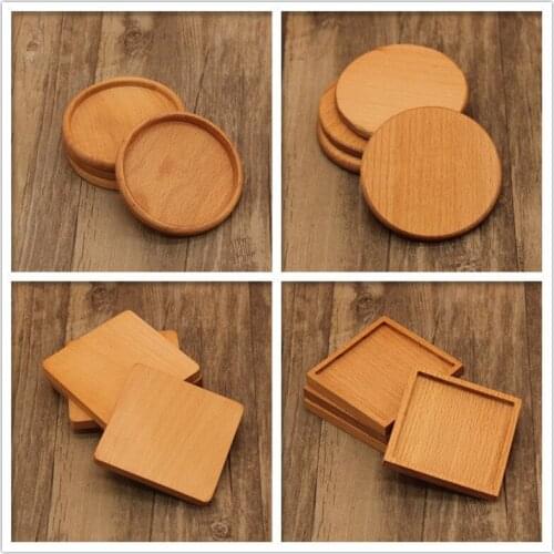 100pcs/lot 8.8cm Beech & Walnut Wood Coasters Cup Coffee Tea Cup Pads Drinking Mats Teapot Drink Coaster lin3960