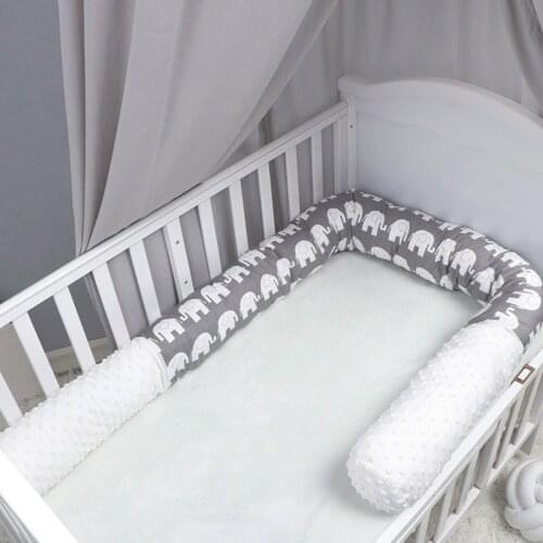 2M Baby Bed Bumper Elephant Pattern Infant Crib Bumpers Cotton Soft Pillows Protector Bed Protection Room Decoration Baby Gift