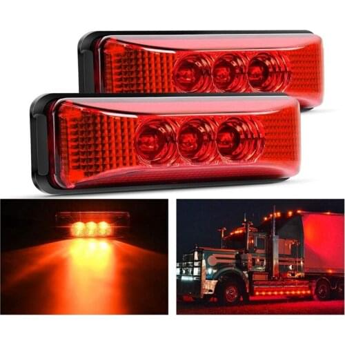 2PCS 24V 3.9Inch 3 LED Truck Trailer Light Front Rear LED Side Marker Lights Clearance Indicator Lamp Waterproof
