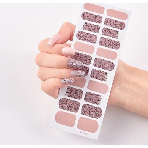 22 Tips/Sheet Solid And Shivering Patterned Nails Self Adhesive Nail Sticker Nail Accesoires Sticker For Nails Nail Tips Shiny