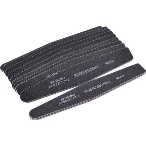 25pcs/lot Black Nail File Block 100/180 Grits Sanding Polish Nail Buffers Double Side Nagelvijl For Manicure Pedicure Tools