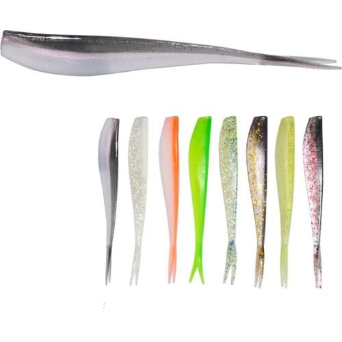 4-8pcs/lot Soft Fishing Bait With Forked Tail 7/10cm Fishing Worm Bait Lacquer Long Tail Double Color Silicone Fishing Worm Bait