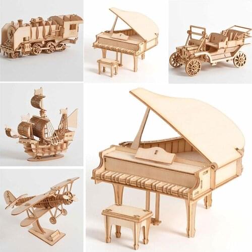 5 Kinds DIY Laser Cutting Mechanical Model Wooden Model Building Kits Assembly Toy Gift for Children Adult Decoration Crafts