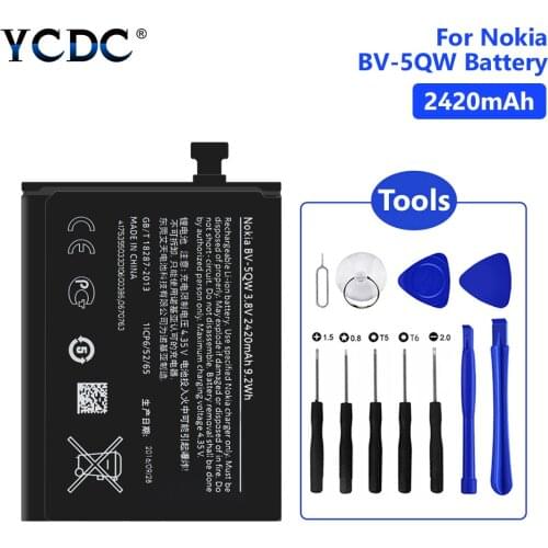 High Quality 2420mAh BV-5QW Battery For Nokia Lumia 929 930 RM927 Replacement Li-ion Phone Battery With Repair tools