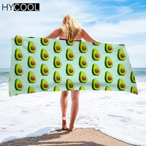 Microfiber Bath Towels Avocado Fuits Pattern Printing Sand Free Quick Dry Beach Towel Absorbent Swimming Towel Robe Blankets
