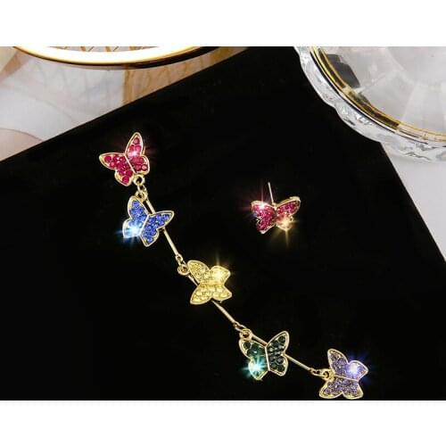 Tassels Butterfly Long Earrings Korean Violet Colour Jewellery Pendants Drop Set Simple Vintage Large Small Girl Empty 2020