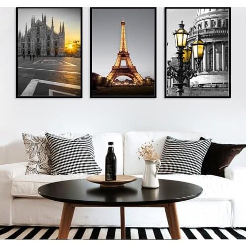 European City Landmarks Canvas Painting Paris Tower Wall Art Posters and Prints Pictures For Living Room DecorationZP-4391