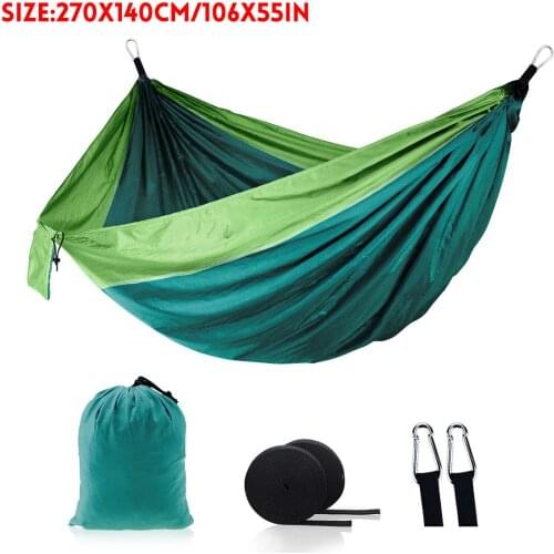 270*140cm Portable Camping Parachute Fabric Hammock Garden Outdoor Furniture Leisure Sleeping Swing Travel 2 Person Hanging Bed