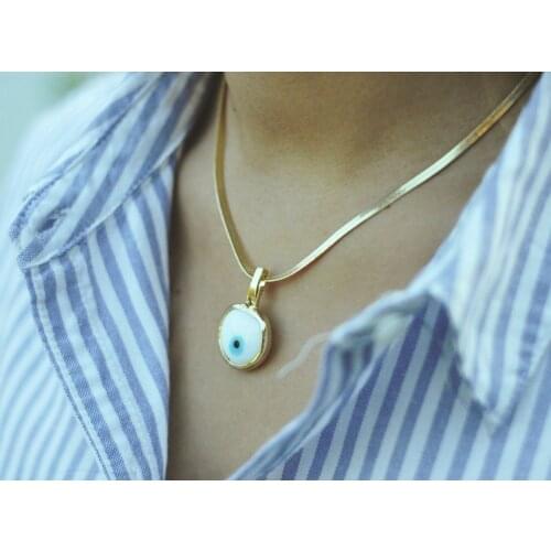 GULCE DERELI, LARGE BLUE EVIL EYE CHARM, AMULET, CHARM NECKLACE, CHAIN NECKLACE, NEW SEASON, GIFT BOX, GOLD/SILVER PLATED