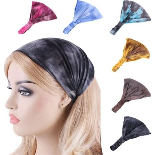 Cotton Headband Tie-dyed Colors Elastic Hair Band Women Yoga GYM Sports Sweatband Make up Band Unisex Headwear Sports Headband