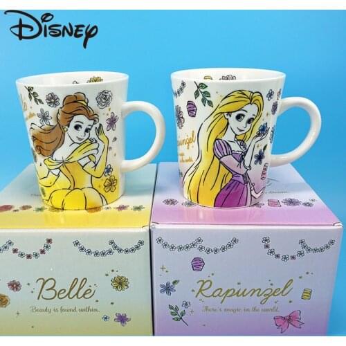 Disney Mermaid Rapunzel Ceramic Mug Cute Cartoon Anime Milk Cup With Spoon Drinking Cup