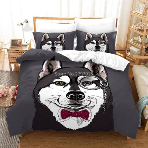 Cute Pet Dog Bedding Set 3d Printed Duvet Cover Set Pillowcase Single Double Twin Full Queen King for Bedroom Decor Bedclothes