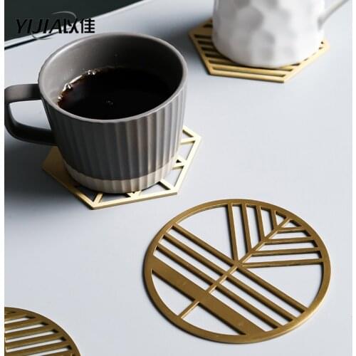 Brass saucer Coffee Cup Mats Heat Resistant Saucer Drink Coasters Teaware Holder Table Decoration Coaster
