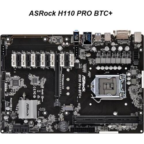 For ASRock H110 Pro BTC+ Mining Motherboard LGA 1151 H110 DDR4 32GB 13 PCIE Original Used Desktop ATX Mainboard Core i7/i5/i3