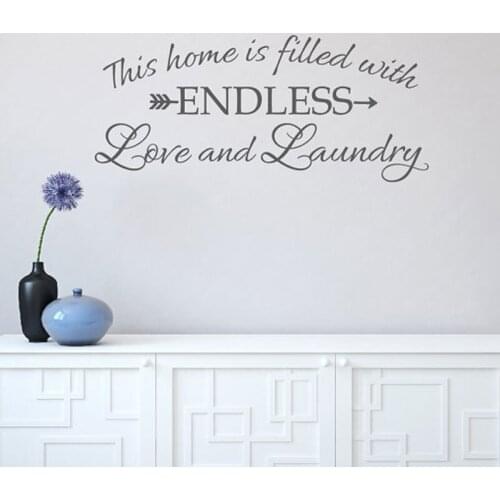 Love and Laundry Endless Wall Sticker Vinyl Quotes Home Decal Bedroom Decor Creative Removable Wall Decal