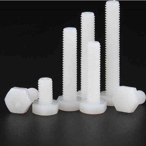 Nylon Outer Hexagon Plastic Screw PA66 White Insulated Nylon Hex Bolt M3 M4 M5 M6 M8 M10 M12