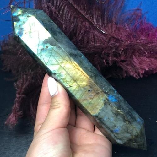 New product!!Natural labradorite obelisk quartz crystal wand point healing stones for gifts