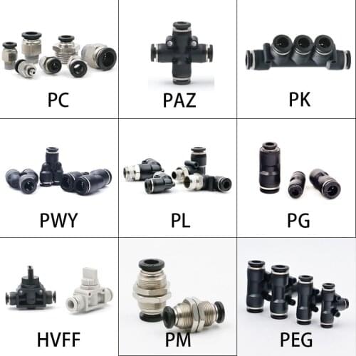 Pneumatic Fittings PA/PC/PZA/PK/PWY/PL/PG/HVFF/PM/PEG water pipes and pipe connectors direct thrust plastic hose quick couplings
