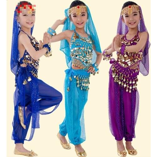 Full Set Children Belly Dancer Wear Kids Bollywood Dance Costume Girl Indian Dance Costume 6 Pcs /set Child Belly Dance Dress 89